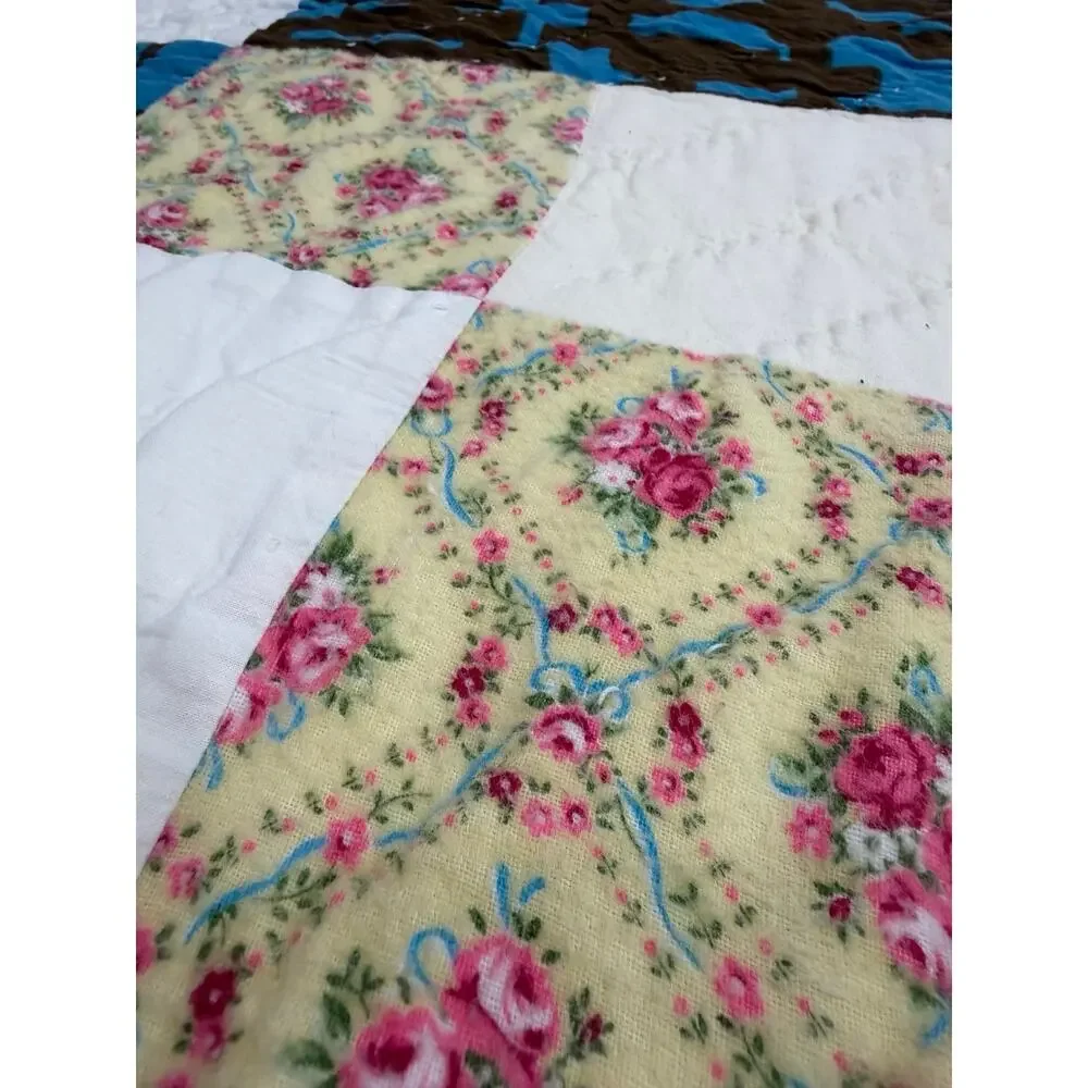 Vintage Appalachian Make Do Quilt Twin Hand Pieced Hand Quilted Patchwork Quilt
